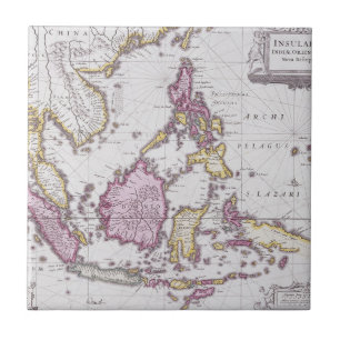 Azulejo Mapa de China y de Indonesia el 1710