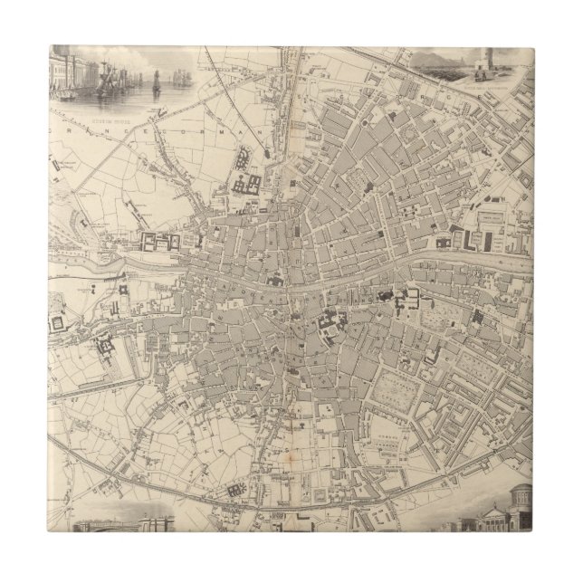 Azulejo Mapa de Dublín, Irlanda (Frente)