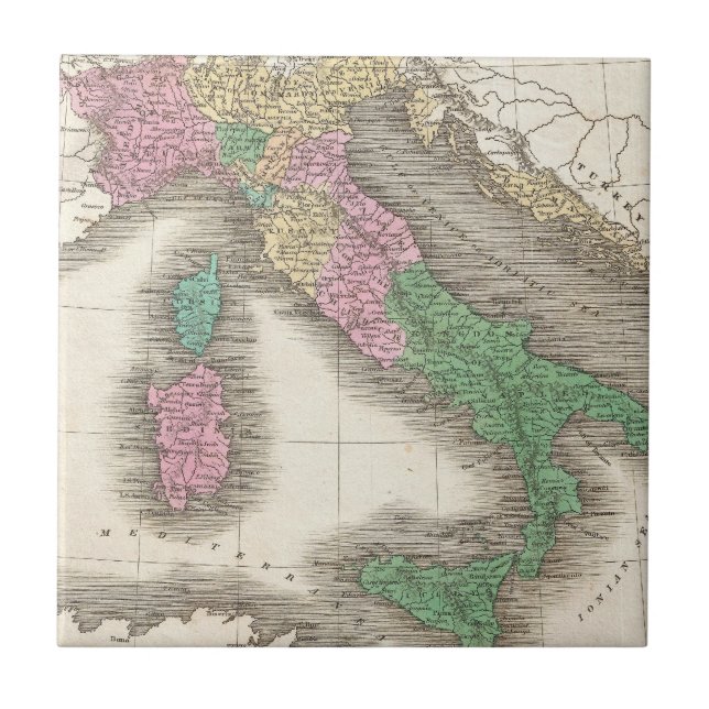 Azulejo Mapa de época de Italia (1827) (Frente)