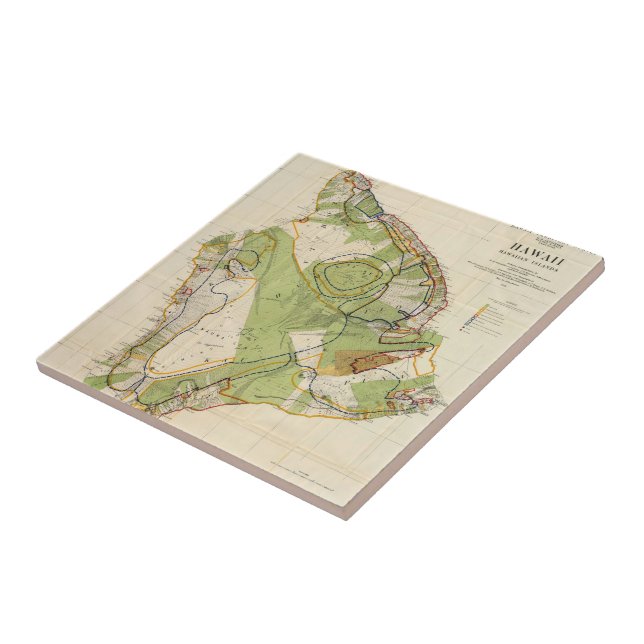 Azulejo Mapa de época de la isla de Hawaii (1906) (Lado)