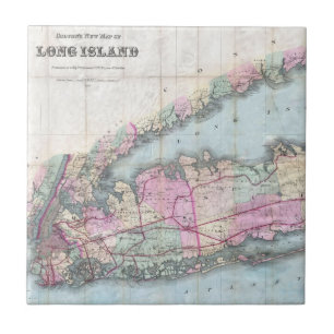 Azulejo Mapa de época de Long Island (1880)