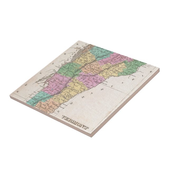Azulejo Mapa de época de Vermont (1827) (Lado)