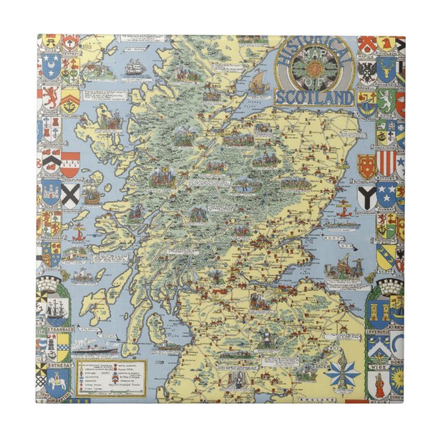 Azulejo Mapa de Escocia histórica (Frente)
