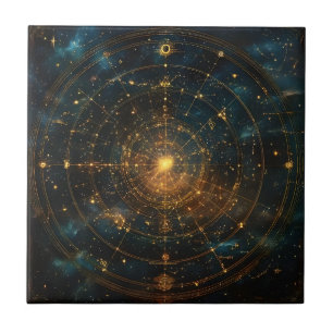 Azulejo Mapa de estrellas celestes doradas (3)