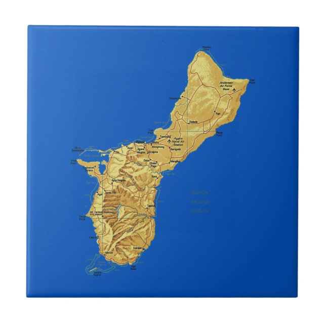 Azulejo Mapa de Guam en mosaico (Frente)