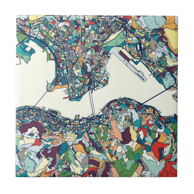 Azulejo Mapa de Hong Kong, China (Frente)
