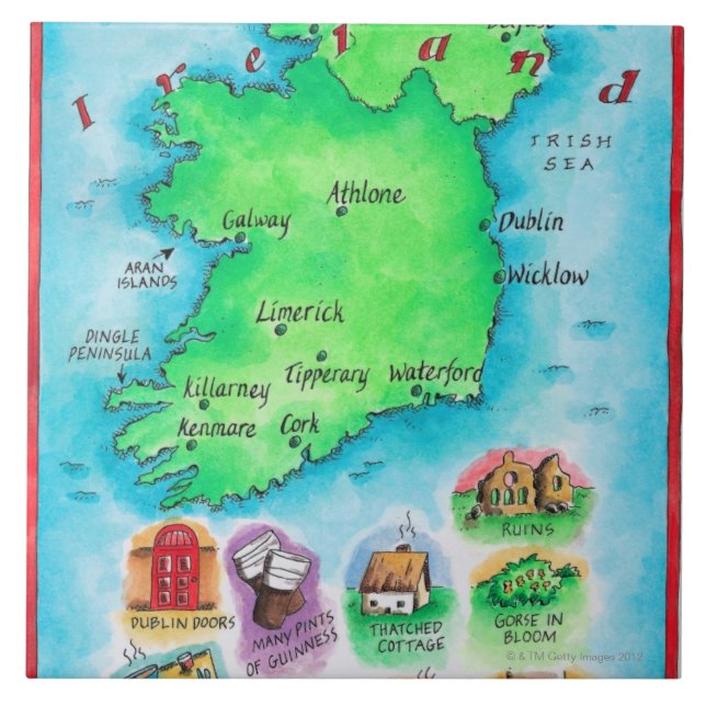Azulejo Mapa de Irlanda (Frente)