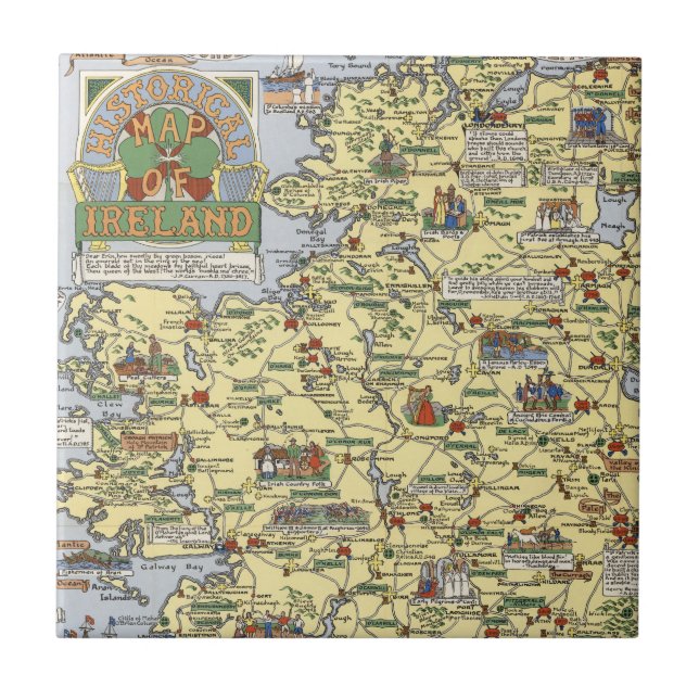 Azulejo Mapa de Irlanda histórica (Frente)