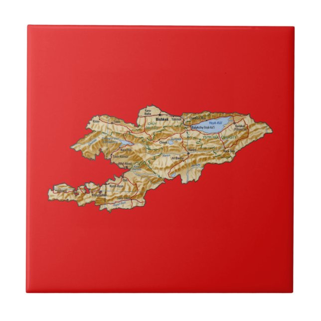 Azulejo Mapa de Kirguistán (Frente)