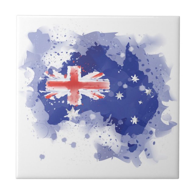 Azulejo Mapa de la acuarela de Australia (Frente)