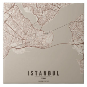 Azulejo Mapa de la ciudad de Estambul Turquía Diseño Mínim