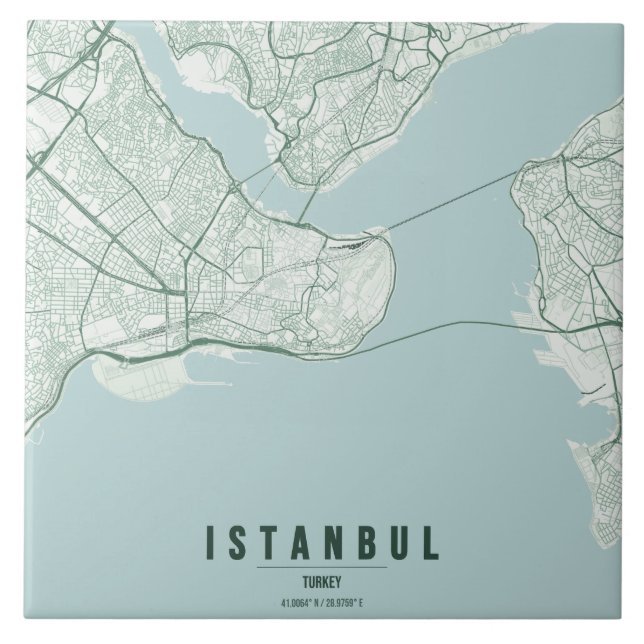 Azulejo Mapa de la ciudad de Estambul Turquía Diseño Mínim (Frente)