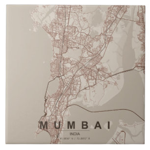 Azulejo Mapa de la ciudad de Mumbai India Diseño Minimalis