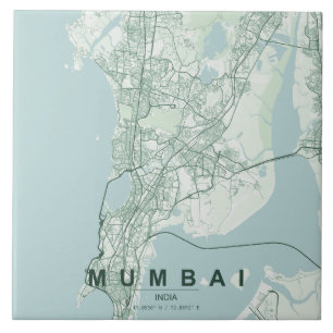 Azulejo Mapa de la ciudad de Mumbai India Diseño Mínimo