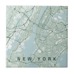 Azulejo Mapa de la ciudad de Nueva York EE. UU. Diseño min