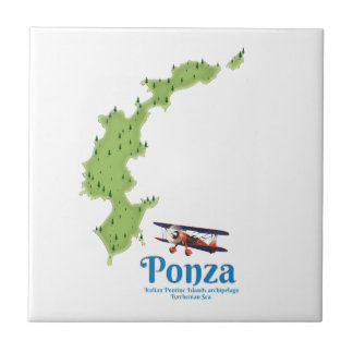 Azulejo Mapa de la isla italiana de Ponza.