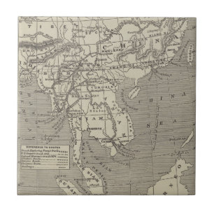 Azulejo Mapa de la ruta propuesta a China de Birmania