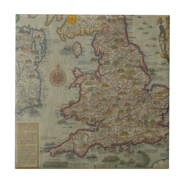 Azulejo Mapa de las invasiones de Inglaterra y de Irlanda (Frente)