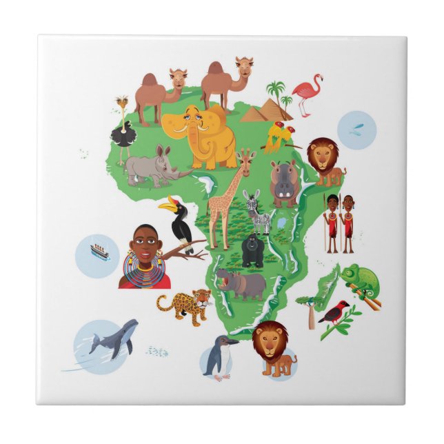 Azulejo Mapa de los animales de África (Frente)
