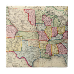 Azulejo Mapa de los Estados Unidos, y de los territorios