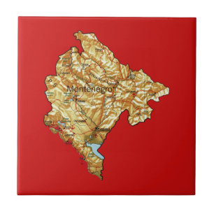 Azulejo Mapa de Montenegro en mosaico