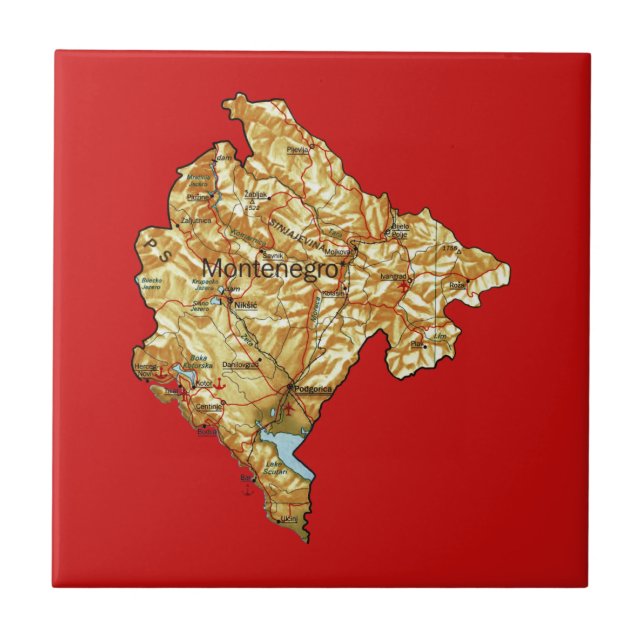 Azulejo Mapa de Montenegro en mosaico (Frente)