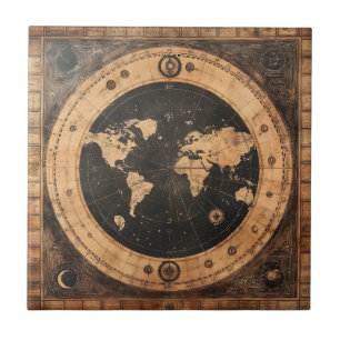 Azulejo Mapa de Navegación Lunar Globo Mundial Náutico Ant