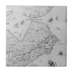Azulejo Mapa de nueva Francia o Canadá