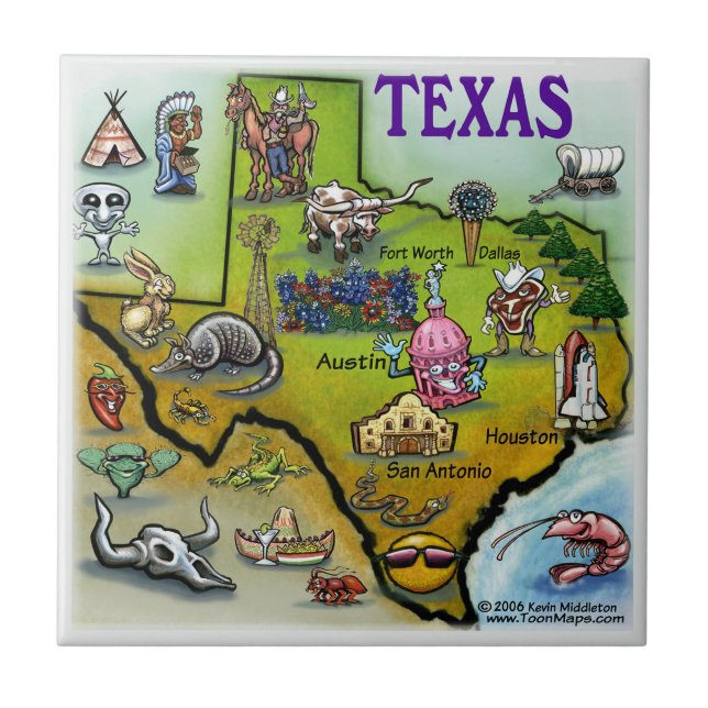 Azulejo Mapa de Personalizados de Texas (Frente)