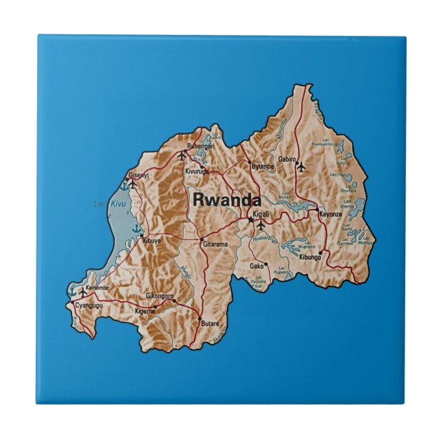Azulejo Mapa de Ruanda en mosaico (Frente)