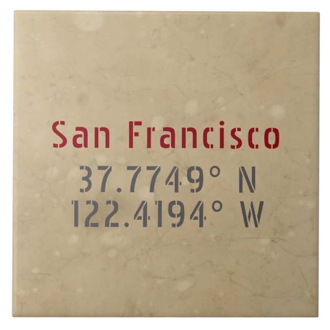 Azulejo Mapa de San Francisco coordina ciudad (Frente)