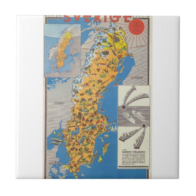 Azulejo Mapa de Suecia (Frente)