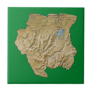 Azulejo Mapa de Surinam en mosaico
