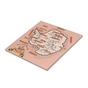 Azulejo Mapa de viaje ilustrado de Antártida