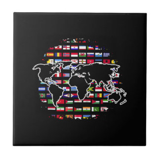 Azulejo Mapa de viaje mundial Mapa mundial Banderas intern