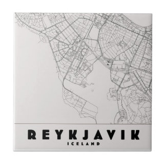 Azulejo Mapa de viaje vintage de Reikiavik Islandia