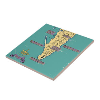 Azulejo Mapa De Viajes Ilustrado De Gibraltar