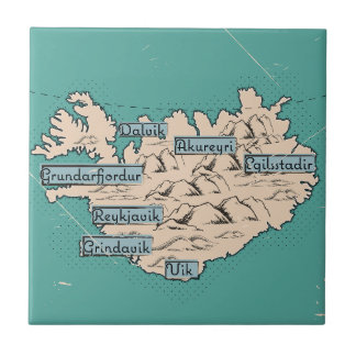 Azulejo Mapa de viajes ilustrado de Islandia