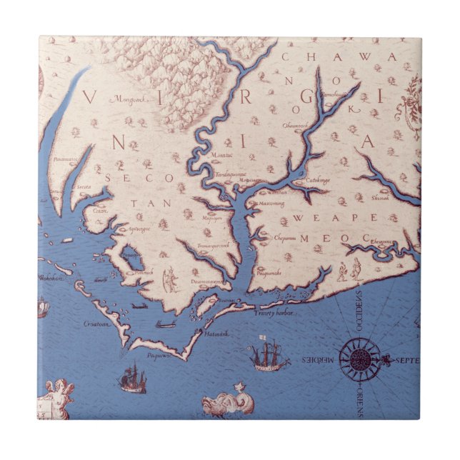 Azulejo Mapa de Virginia (Frente)