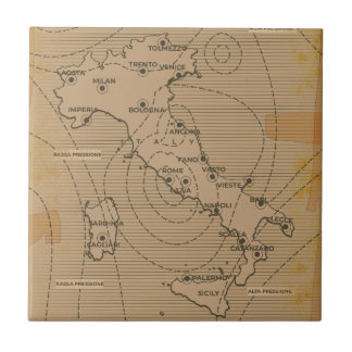 Azulejo Mapa del clima vintage de Italia, Scilly y Cerdeña