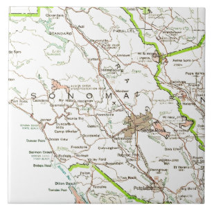 Azulejo Mapa del Condado de Sonoma CA