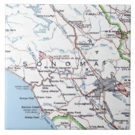 Azulejo Mapa del Condado de Sonoma CA -Azul