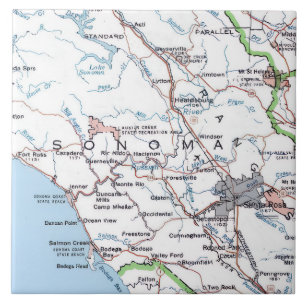Azulejo Mapa del Condado de Sonoma CA -Azul