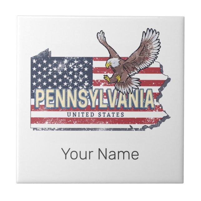 Azulejo Mapa del estado de Pennsylvania (Frente)