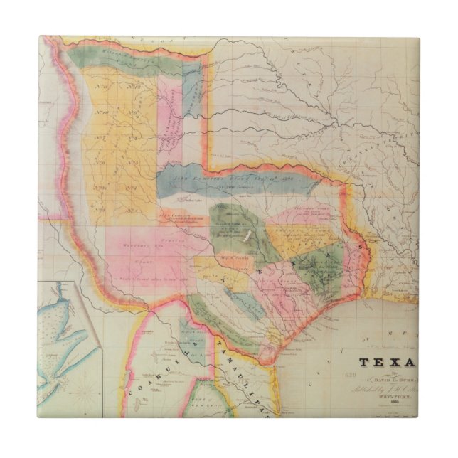 Azulejo Mapa del estado de Texas | 1835 (Frente)