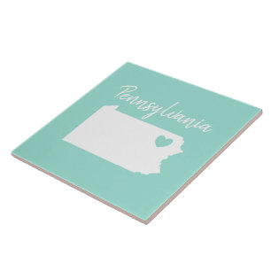Azulejo Mapa del estado del hogar de Pennsylvania corazón