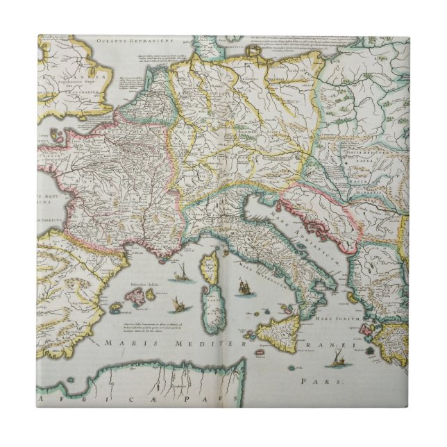 Azulejo Mapa del imperio de Carlomagno (Frente)