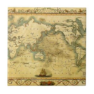 Azulejo Mapa del mundo antiguo