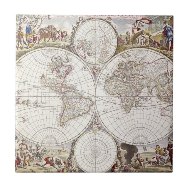 Azulejo Mapa del mundo del atlas Maior (Frente)