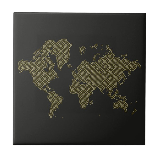 Azulejo Mapa del mundo digital (Frente)